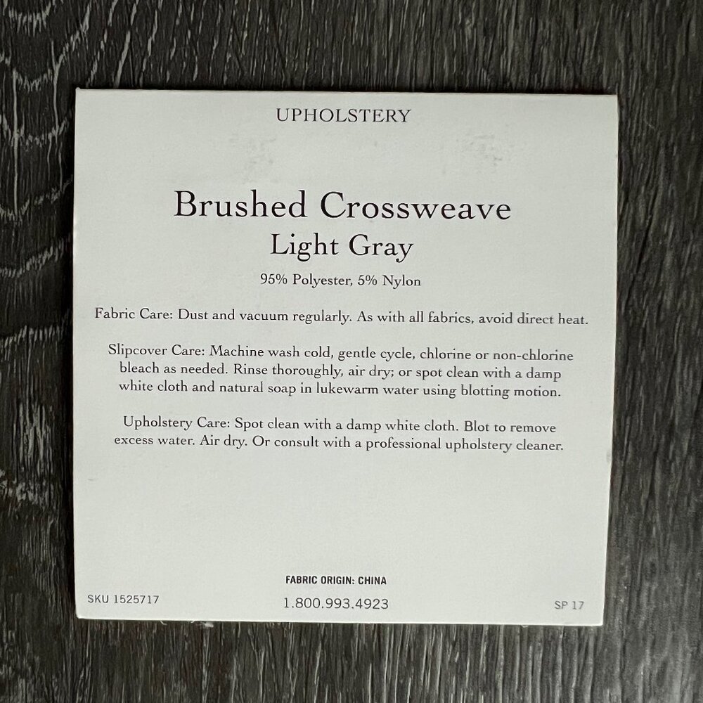 Pottery Barn Brushed Crossweave Swatch, Light Gray